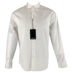 DSQUARED2 Size XS White Black Graphic Cotton Button Up Long Sleeve Shirt (Chemise à manches longues boutonnée en coton)