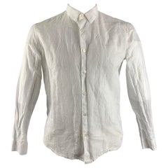 THEORY Size L White Cotton Long Sleeve Shirt