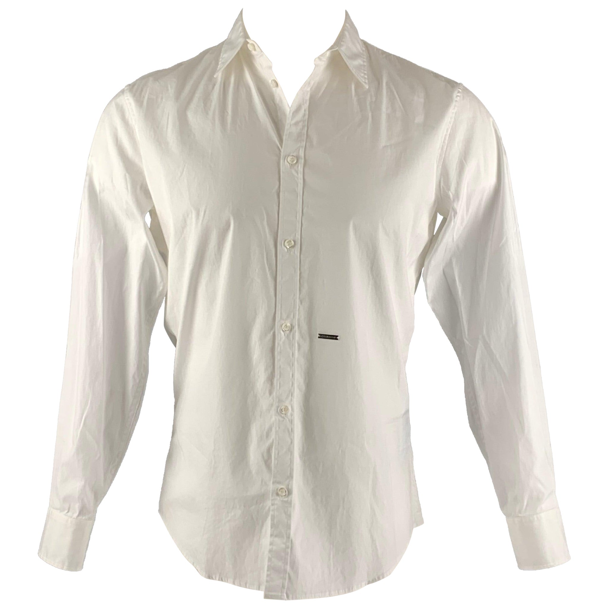 DSQUARED2 Size XXS White Cotton Button Up Shirt For Sale