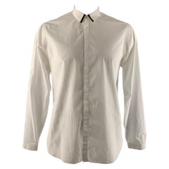 THE KOOPLES Size XL White Solid Cotton Button Up Long Sleeve Shirt