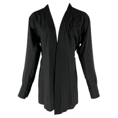 GUCCI Size M Black Solid Silk Open Front Long Sleeve Shirt