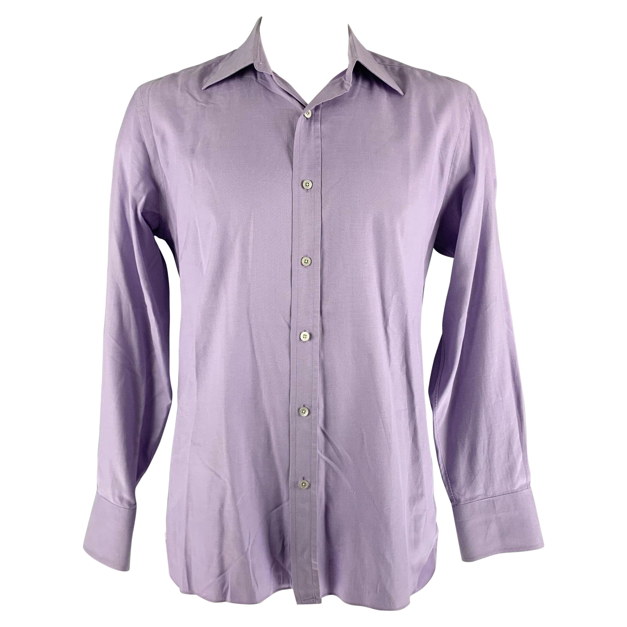 TOM FORD Size XL Purple Cotton Long Sleeve Shirt