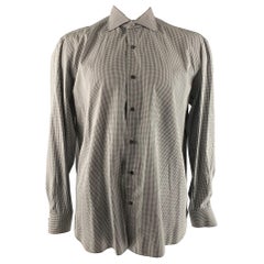 ISAIA, chemise à manches longues en coton à carreaux blancs et noirs, taille XL