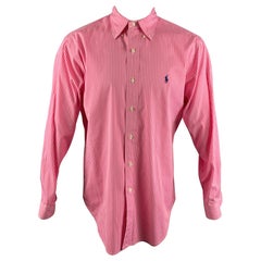 RALPH LAUREN Size M Pink White Stripe Cotton Long Sleeve Shirt