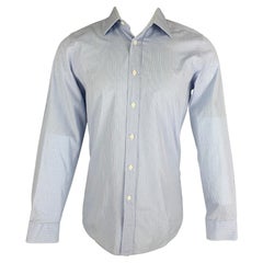 PRADA - Chemise à manches longues en coton à carreaux bleu et blanc