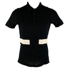 GIVENCHY Size XS Black White Color Block Cotton Short Sleeve Polo