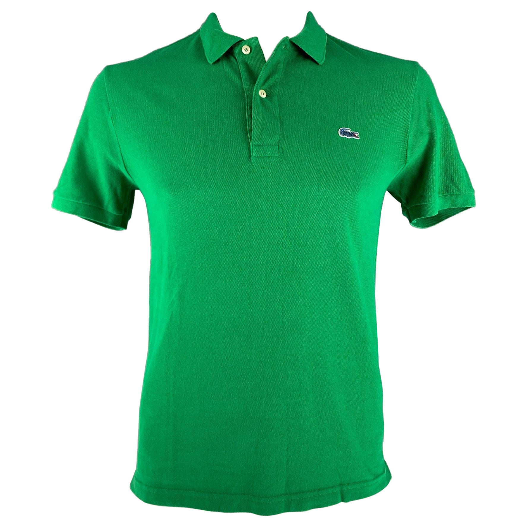 LACOSTE Size L Green Embroidery Cotton Polo For Sale