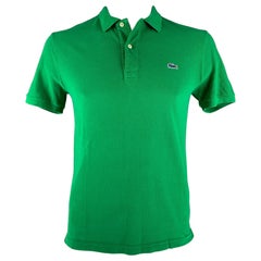 LACOSTE Size L Green Embroidery Cotton Polo