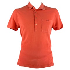LACOSTE Size XL Orange Cotton One pocket Polo