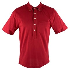 BLACK FLEECE Size M Red Solid Cotton Button Down Polo