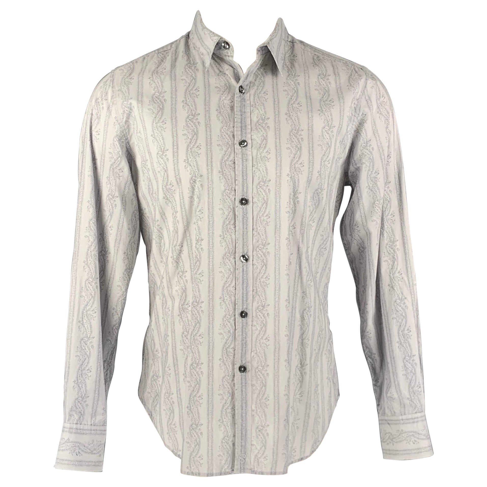 PAUL SMITH Size M Purple Lavender Floral Cotton Long Sleeve Shirt For Sale
