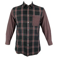 ALEXANDER MCQUEEN Size M Black Red Plaid Cotton Button Up Long Sleeve Shirt