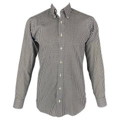 Hamilton Taglia L Camicia a maniche lunghe in percalle bianco e nero