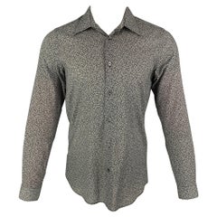 PAUL SMITH Größe S Schwarz-Weißes langärmeliges Baumwollhemd mit Knopfleiste und Druck
