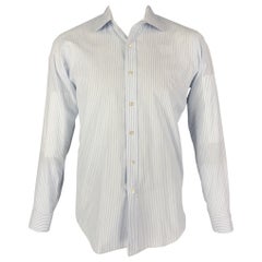 HAMILTON Size L White Blue Stripe Long Sleeve Shirt
