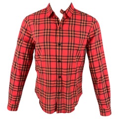 MARC JACOBS Size M Red Black Plaid Cotton Blend Button Up Long Sleeve Shirt