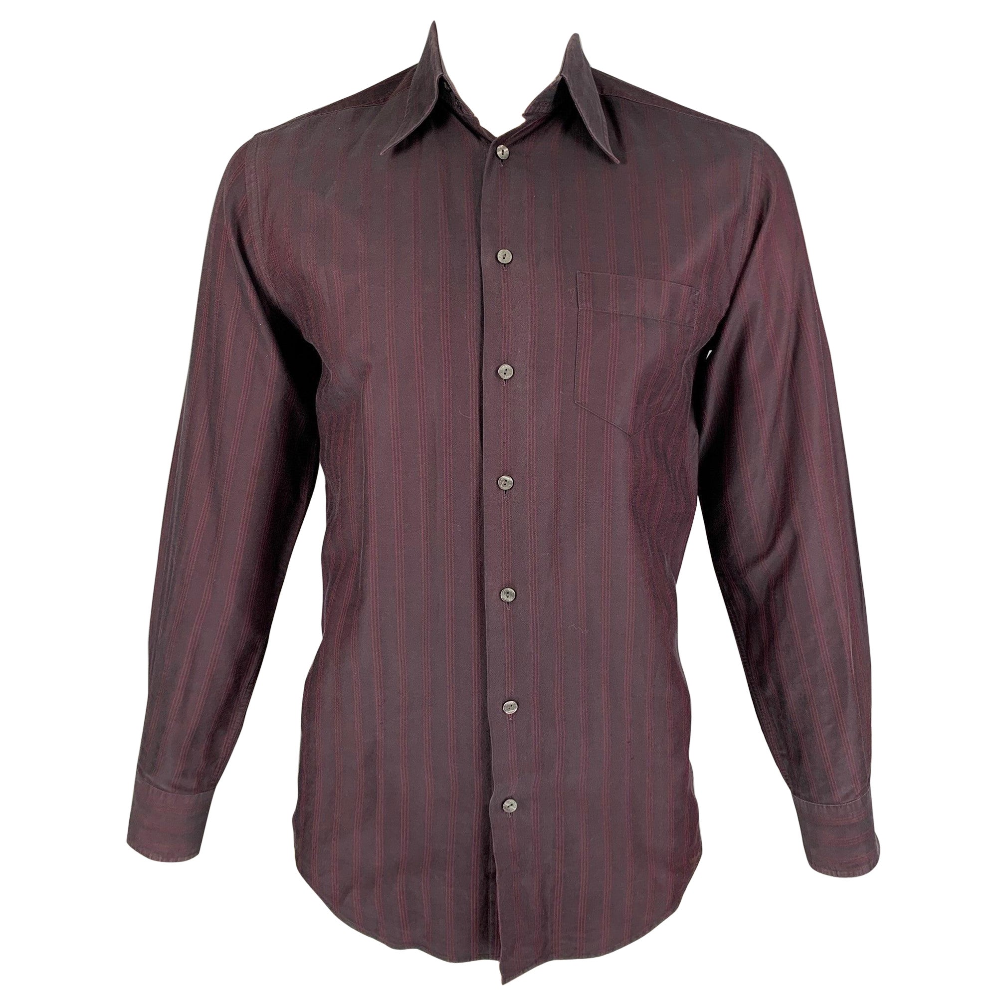 DOLCE & GABBANA Size M Red Burgundy Stripe Long Sleeve Shirt For Sale