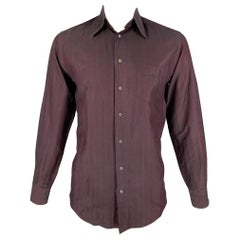 DOLCE & GABBANA Size M Red Burgundy Stripe Long Sleeve Shirt