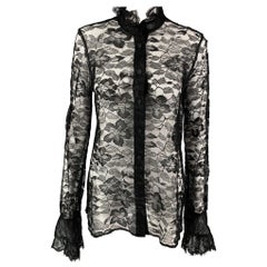 CHRISTOPHER KANE Size S Black Viscose Blend Lace High Collar Shirt