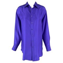 RALPH LAUREN Black Label Size 8 Purple Silk Button Up Shirt