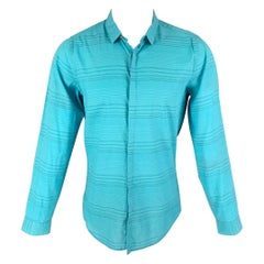 CALVIN KLEIN Size M Aqua Grid Button Up Long Sleeve Shirt