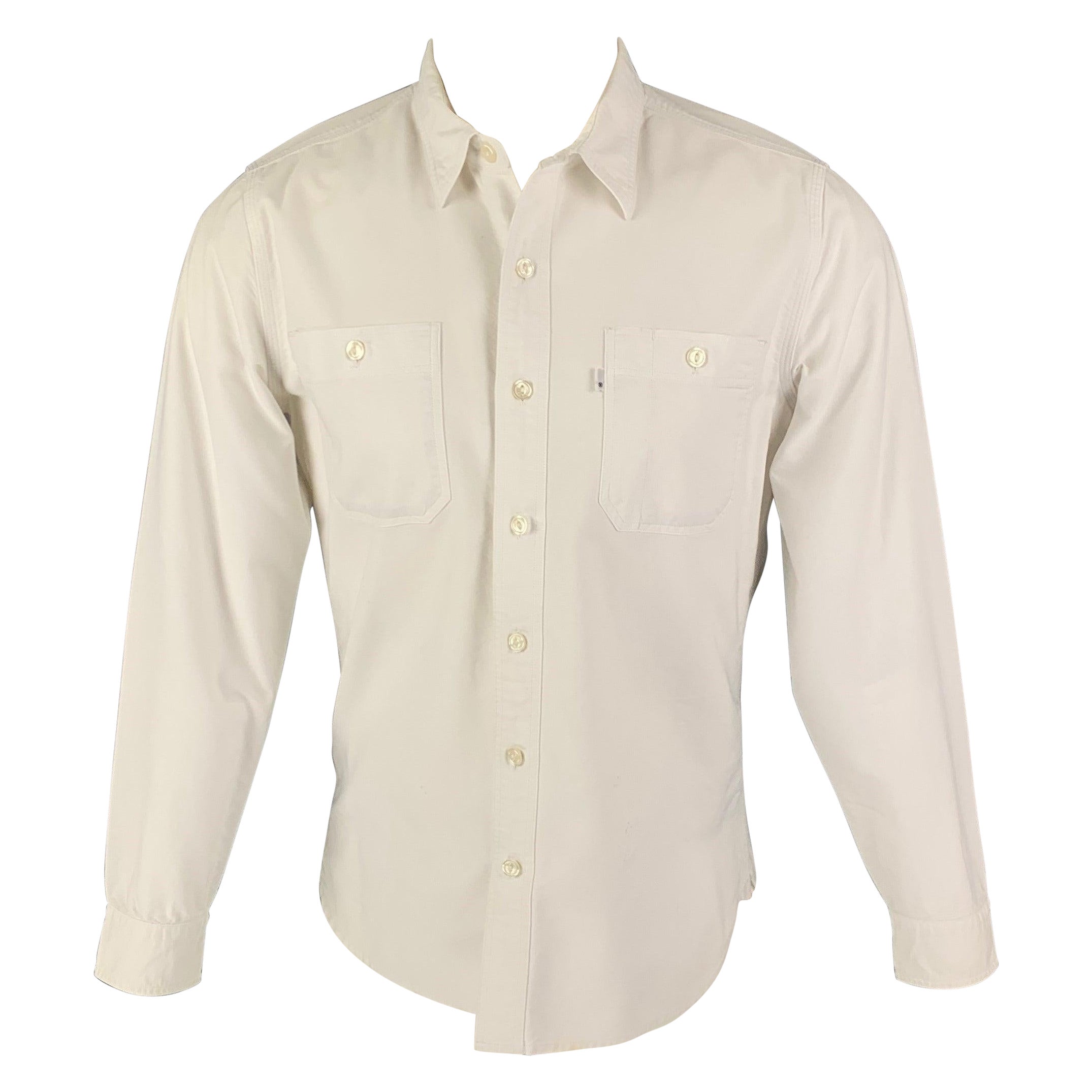 LEVI'S White Cotton Button Up Long Sleeve Shirt For Sale