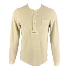 RRL by RALPH LAUREN Size S Beige Textured Cotton Henley Long Sleeve Shirt