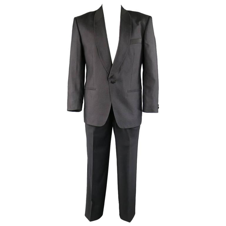 Men's MISSONI Tuxedo - 40 Regular Black Silk / Wool Blue Spotted Shawl ...