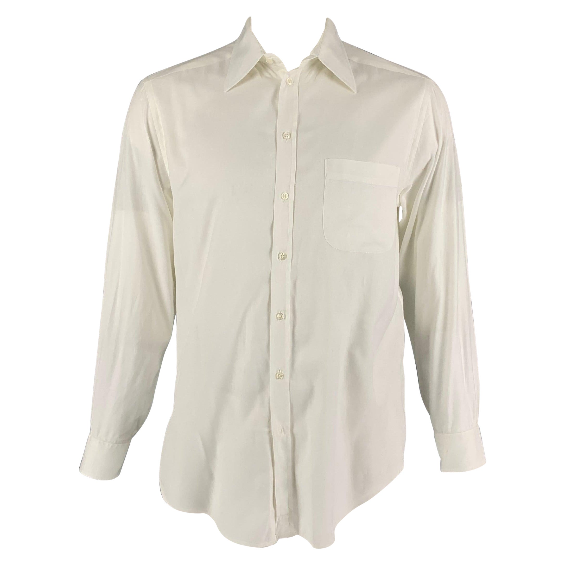 GIORGIO ARMANI Size M White Cotton Button Up Long Sleeve Shirt For Sale