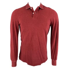 Polo à manches longues en coton rouge BRUNELLO CUCINELLI Taille S