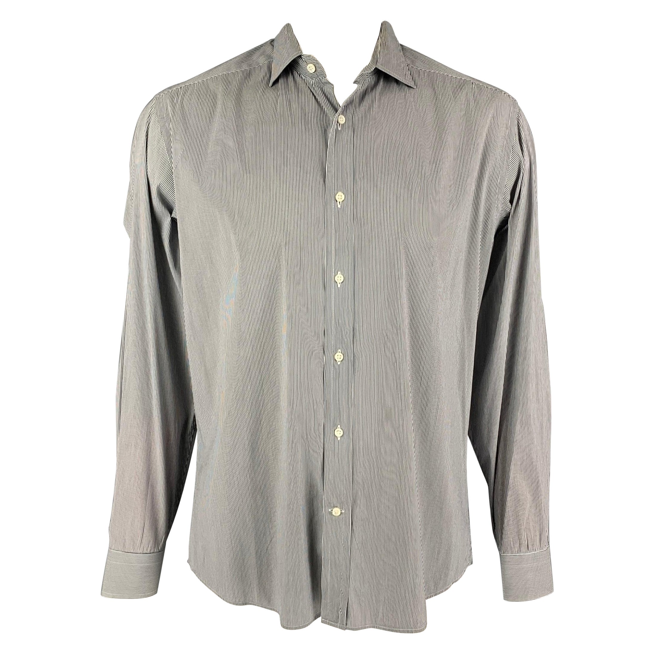 RALPH LAUREN Label Size L White Stripe Cotton Polyamide Long Sleeve Shirt For Sale