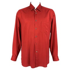 Vintage ERMENEGILDO ZEGNA Size XXL Brick Twill Rayon Button Down Long Sleeve Shirt