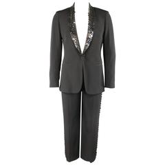 Vintage JEAN PAUL GAULTIER 38 Black Button Embellished Shawl Collar Tuxedo Suit