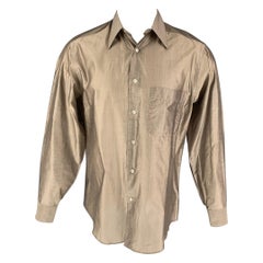 CALVIN KLEIN COLLECTION Size M Tan Cotton Silk Long Sleeve Shirt