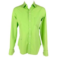 RALPH LAUREN Kollektion Größe 8 Chartreuse Baumwoll-Manschettenhemd aus französischer Baumwolle