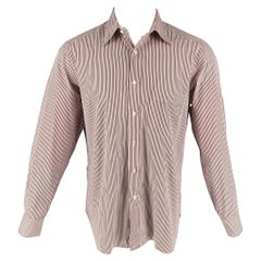 BRIONI for WILKES BASHFORD Size M Red White Stripe Long Sleeve Shirt