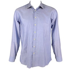 ETRO Size 42 Blue Cotton Button Down Long Sleeve Shirt