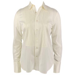 RALPH LAUREN Black Label Size XL White Cotton Tuxedo Shirt