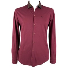 ETRO Size XL Burgundy Cotton Button Up Long Sleeve Shirt