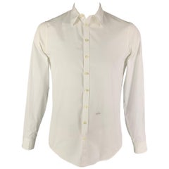 DSQUARED2 Größe L Weißes langärmeliges Hemd aus Baumwolle mit Knopfleiste