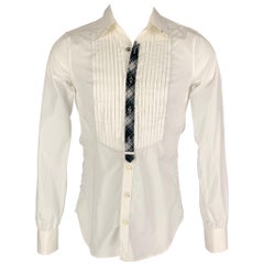 Used DSQUARED2 Size XXS White Cotton Tuxedo Long Sleeve Shirt