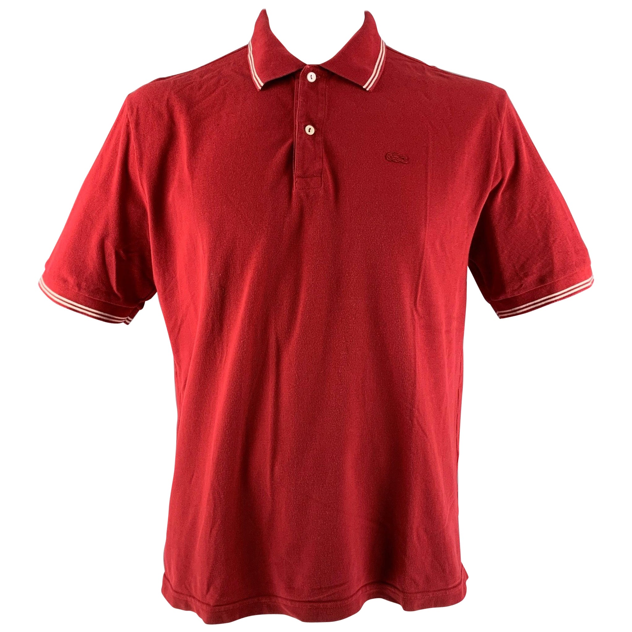 LACOSTE Size XL Red Cotton Polo For Sale