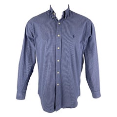 RALPH LAUREN Größe S Blau kariertes langärmeliges Hemd aus Baumwolle mit Knopfleiste