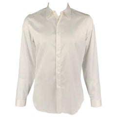 CALVIN KLEIN COLLECTION Size XL White Cotton Long Sleeve Shirt