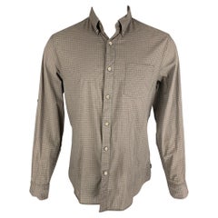 JOHN VARVATOS Size M Brown Checkered Cotton Long Sleeve Shirt