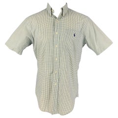 RALPH LAUREN Size S Lime Green Blue Checkered Cotton Button Up Long Sleeve Shirt