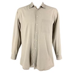 ERMENEGILDO ZEGNA Size L Beige Cotton Button Up Long Sleeve Shirt