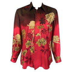GUCCI by Tom Ford 2001 Taille XL Chemise à manches longues boutonnée en soie à fleurs