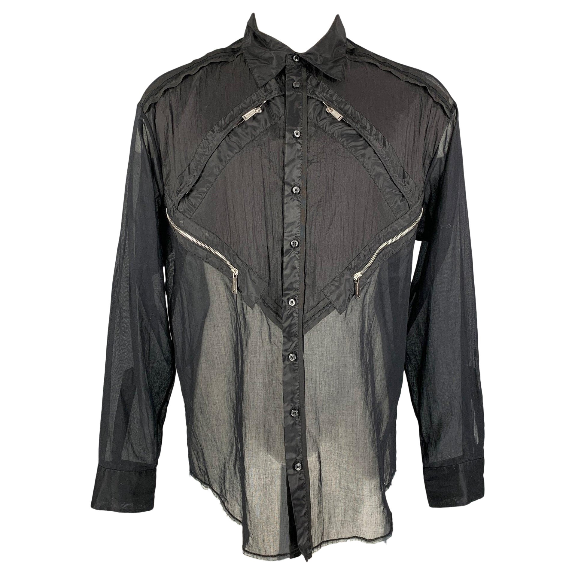 DSQUARED2 Size M Black Cotton Button Up  Long Sleeve Shirt For Sale