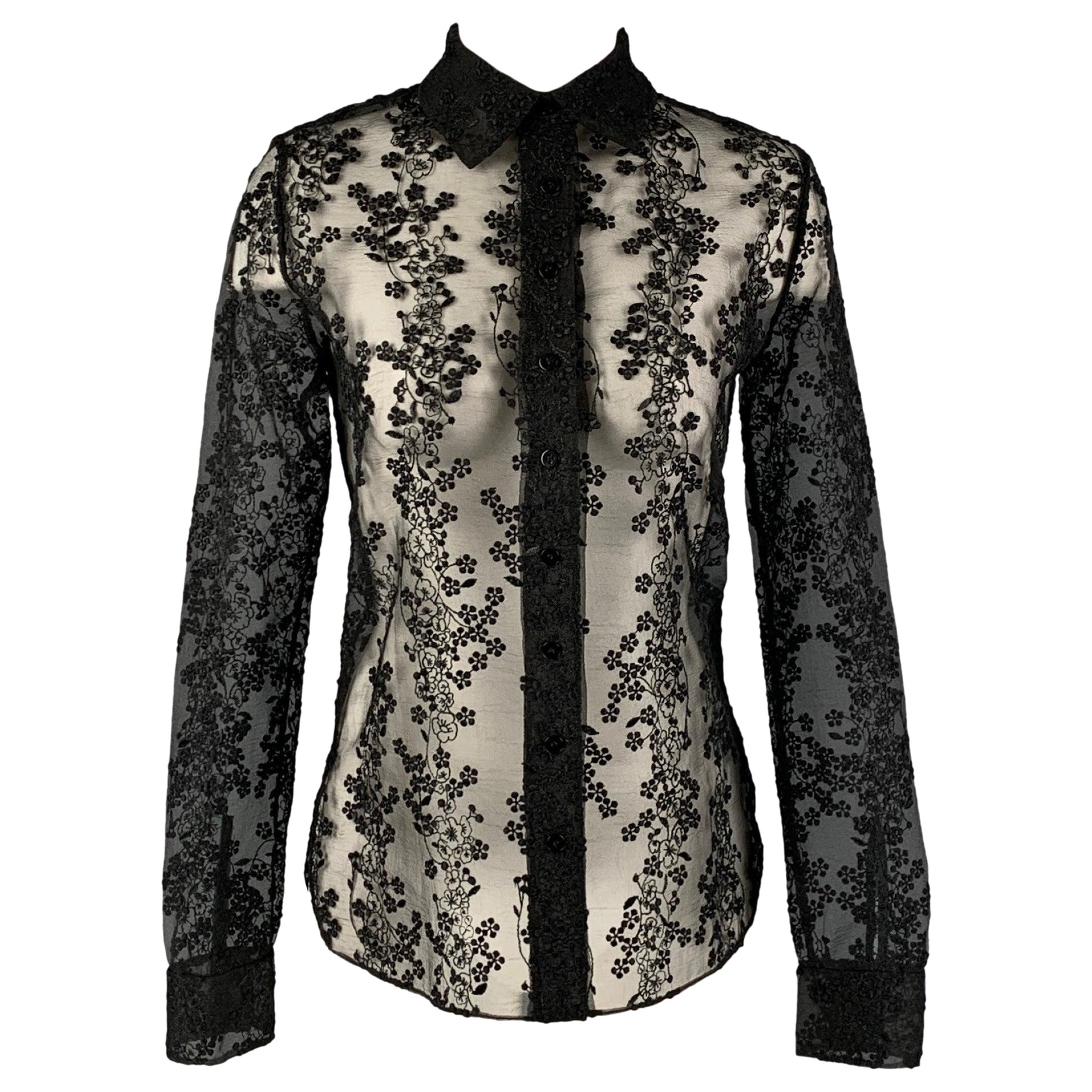 CARVEN Size 2  Black Lace Button Up Shirt For Sale